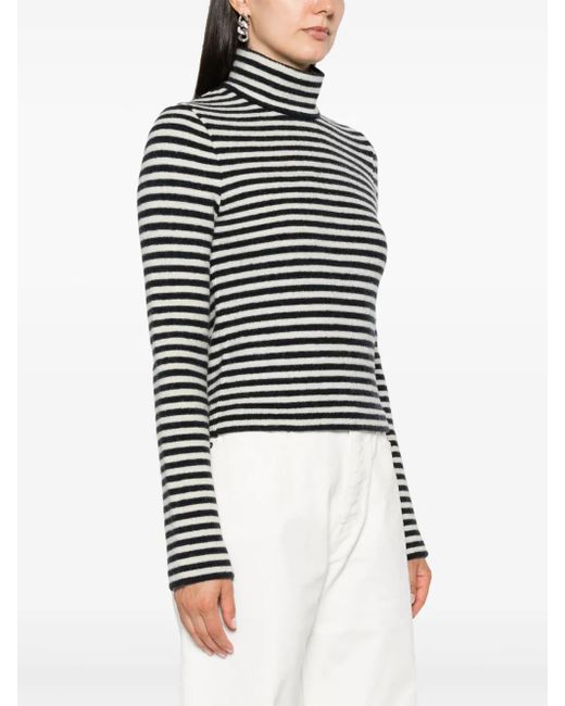 Jil Sander Black Logo-Patch Striped Wool Sweater