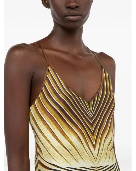 Roberto Cavalli Metallic Print Maxi Dress