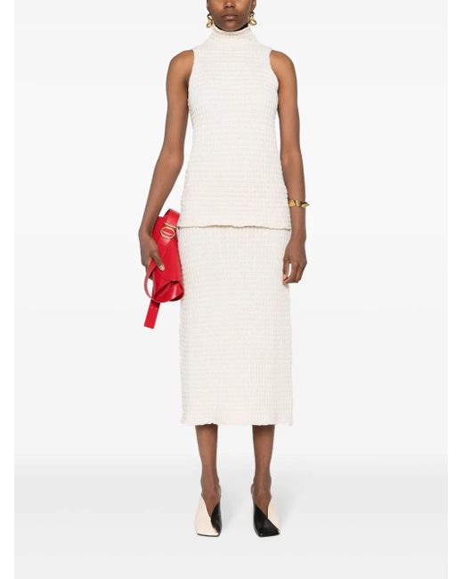 Jil Sander White Waffle-Knit Skirt