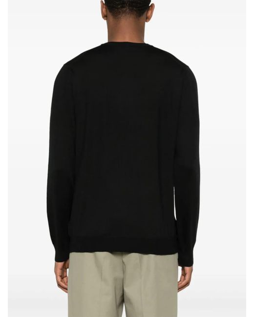 Fedeli Black Fine-Knit Virgin-Wool Jumper for men