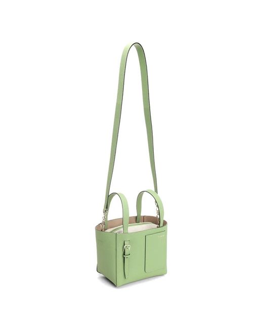 Valextra Green Mini Leather Bucket Bag
