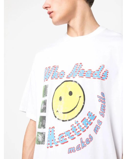 Martine Rose White Slogan-Print Cotton T-Shirt for men