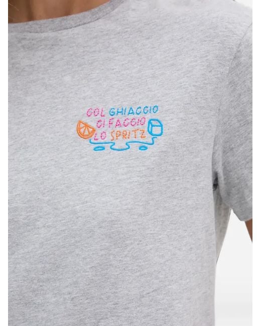 Mc2 Saint Barth White Lettering-Embroidered T-Shirt