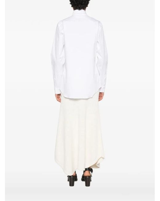 Moschino White Ruffled-Detail Long-Sleeve Shirt