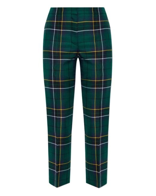 Alexander McQueen Green Plaid Wool Trousers