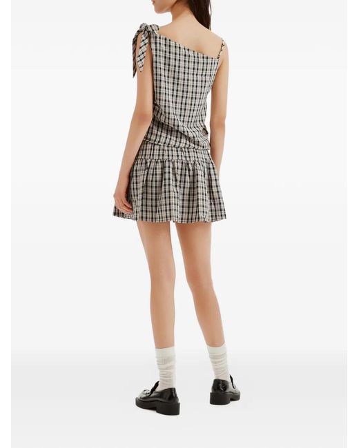B+ AB Gray Check-Pattern Tiered Jumpsuit