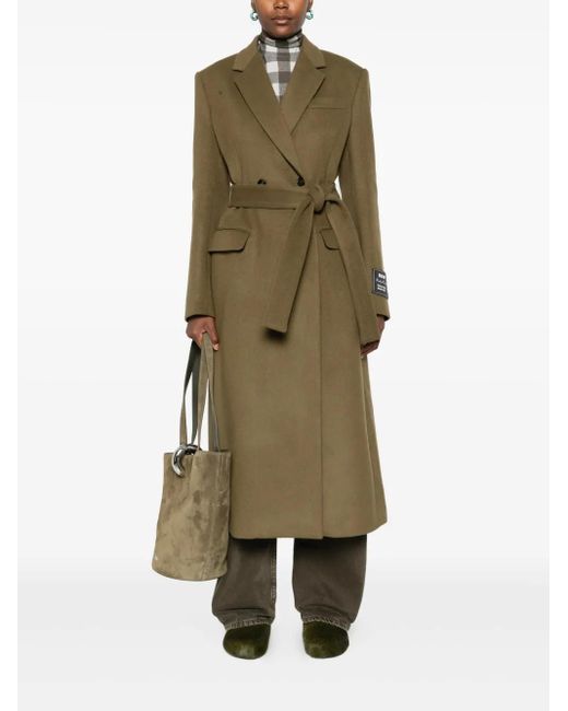 MSGM Green Belted Double-Breasted Coat
