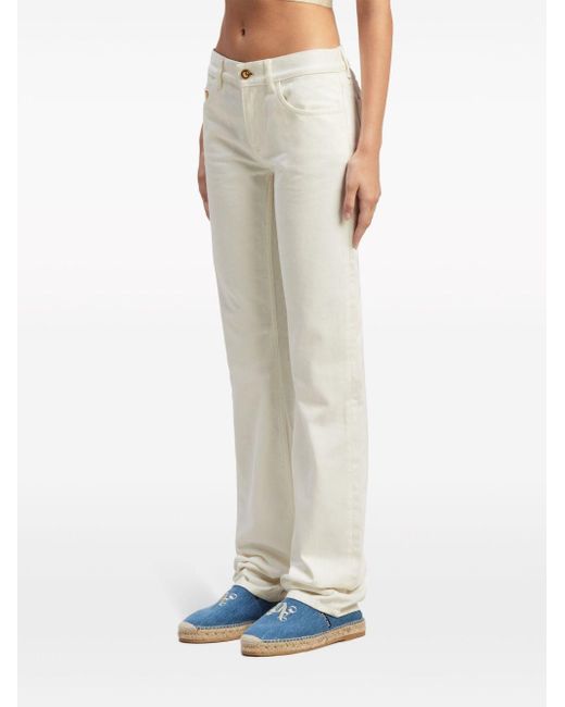 Palm Angels White Straight-Leg-Jeans mit Monogramm