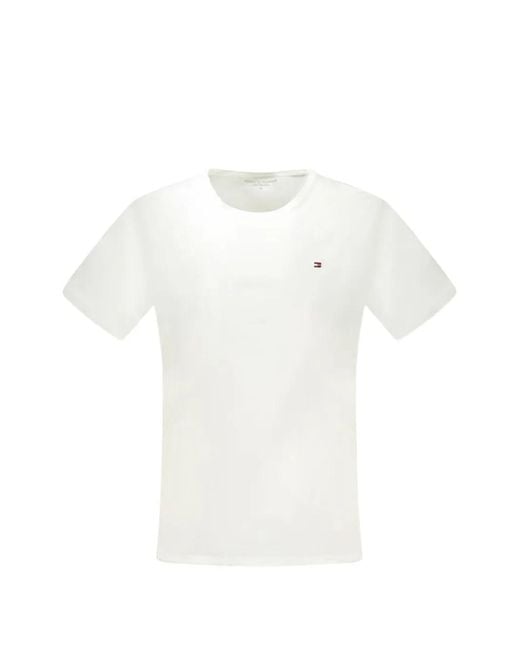 Tommy Hilfiger White Logo-Embroidered T-Shirt for men