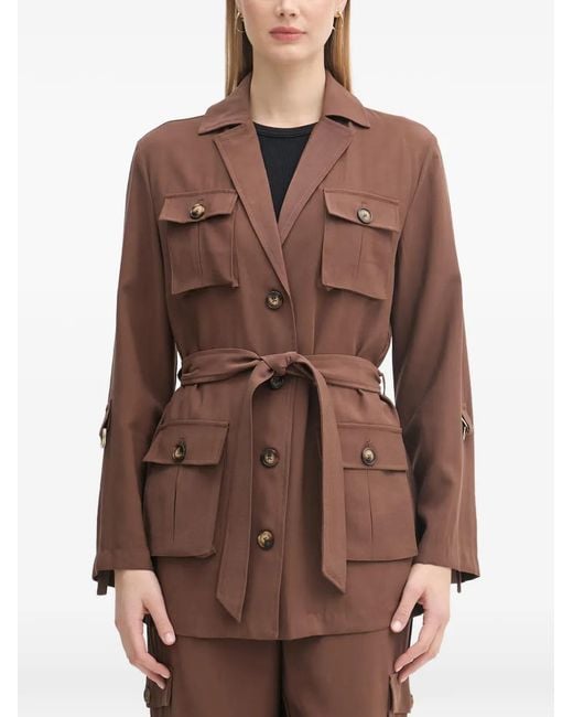 GAUDI Brown Belted Multi-Pocket Jacket