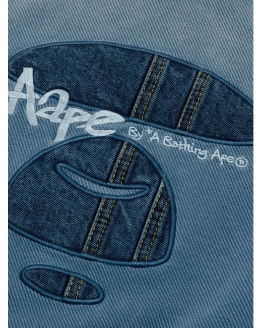 Aape By A Bathing Ape Blue Denim-Patch Graffiti-Print Sweater for men