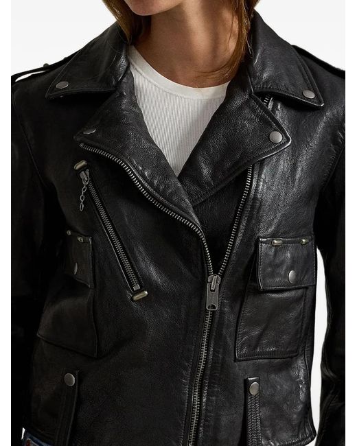 Polo Ralph Lauren Black Leather Biker Jacket