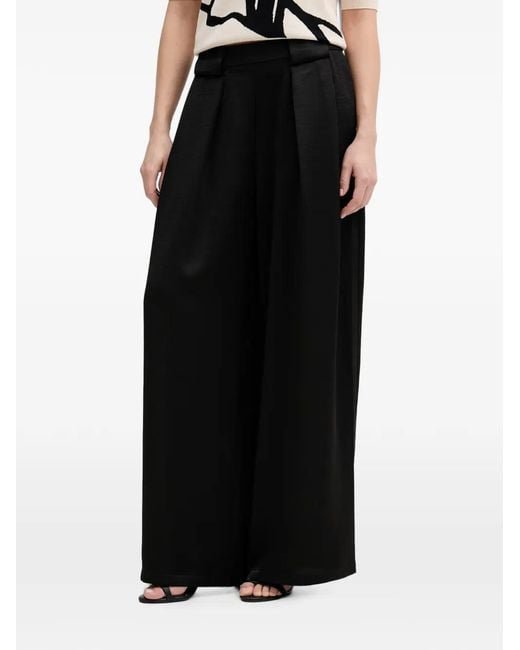 DKNY Black Pleated Elastic-Waistband Palazzo Pants