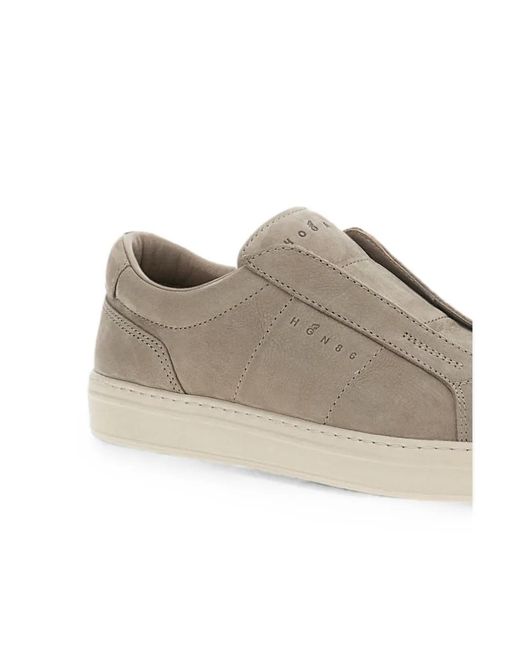Hogan Gray Slip-On Panelled Sneakers for men
