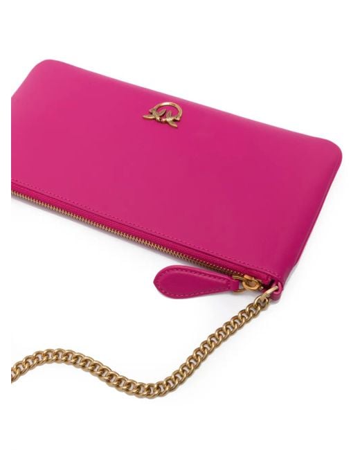 Pinko Purple Love Birds-Plaque Shoulder Bag