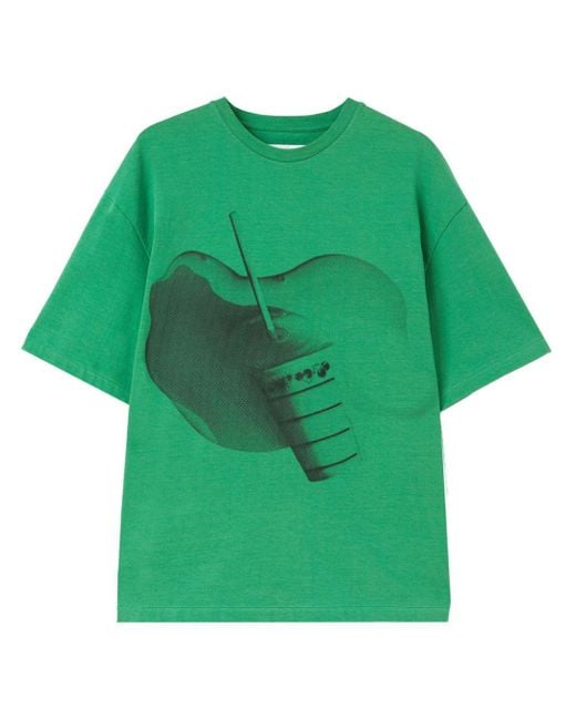 Jil Sander Green Graphic-print Cotton T-shirt for men