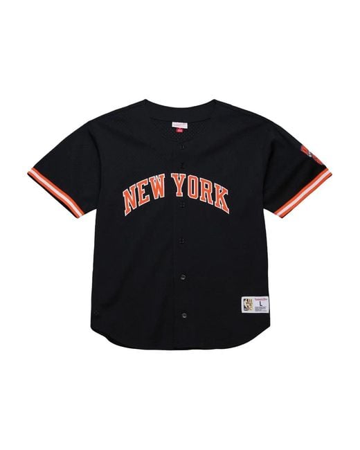 Mitchell & Ness Black New York Knicks Short-Sleeves Shirt for men