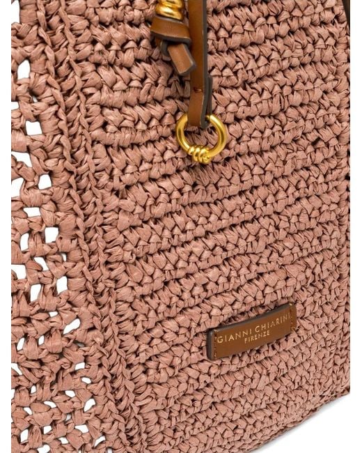Gianni Chiarini Brown Nefeli Crochet Shopper Bag