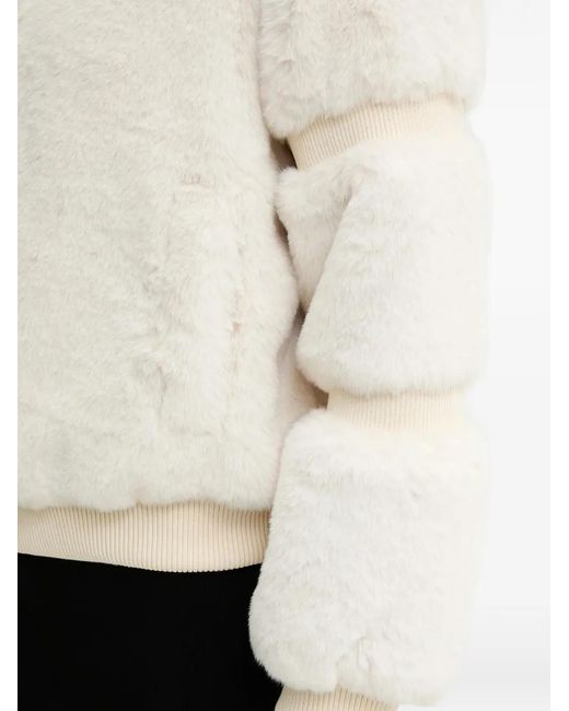 Guess White Faux-Fur Zip Jacket