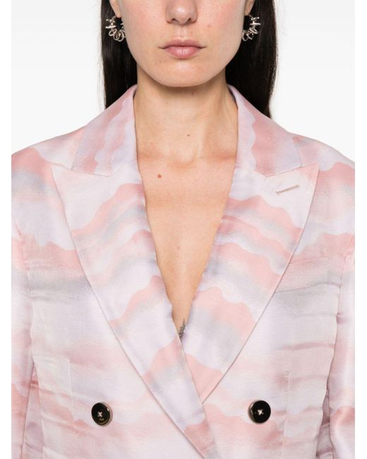 Giorgio Armani Pink Double-breasted Jacquard Blazer