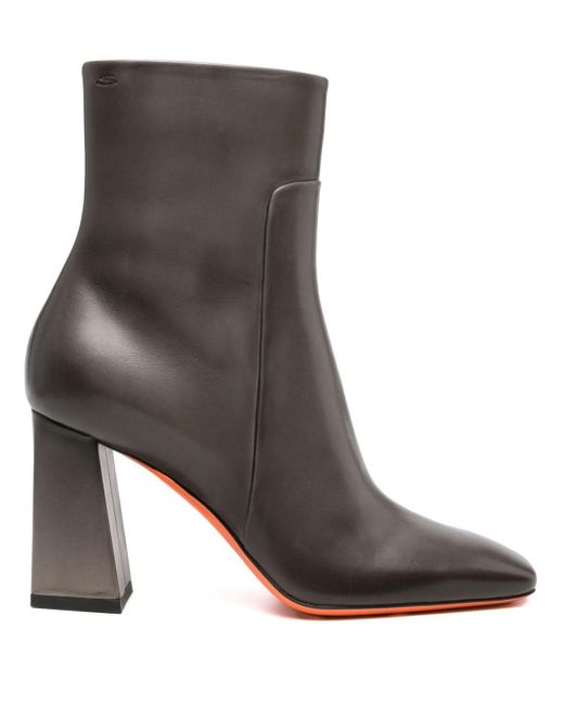 Santoni Brown 90mm Leather Ankle Boots