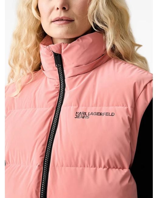 Karl Lagerfeld Pink Padded Hooded Gilet