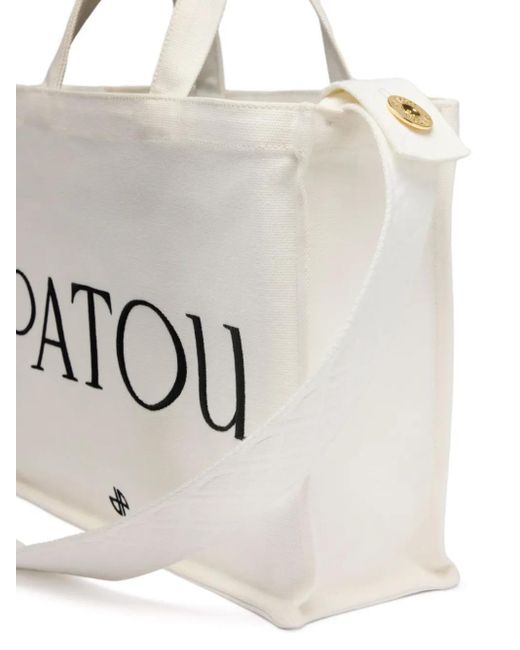 Patou White Medium Logo-Print Tote Bag