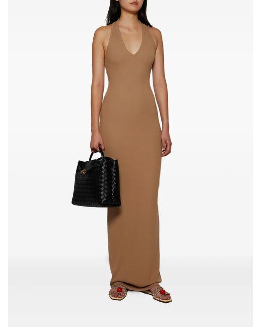 ÉTERNE Natural Halter Maxi Dress