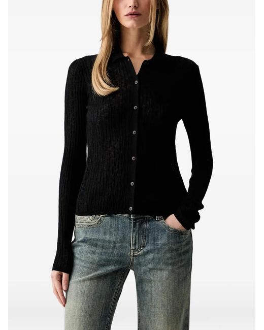 Miss Sixty Black Ribbed Embroidered Cardigan