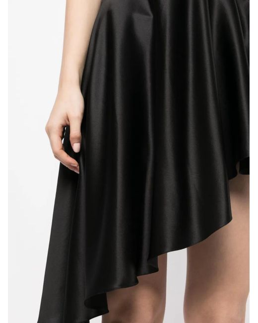 Matériel Black One-Shoulder Faux-Leather Dress