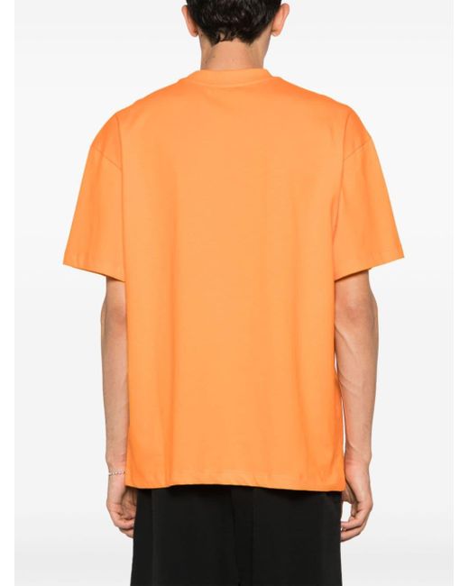MSGM Orange Logo-appliqué Cotton T-shirt for men