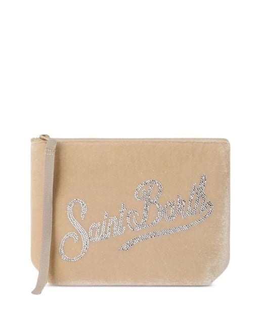 Mc2 Saint Barth Natural Aline Strass-Embellished Clutch Bag