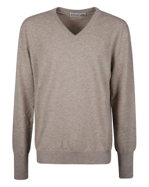 Ballantyne Gray V-Neck Sweater for men