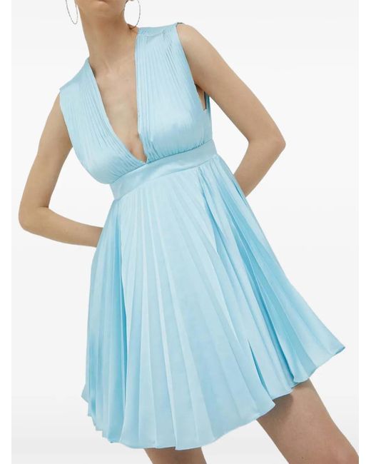 Abercrombie & Fitch Blue Robe Courte Plissée À Col V