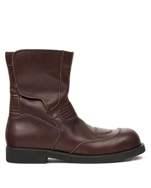 MM6 by Maison Margiela Brown Chunky-Heeled Leather Ankle Boots for men