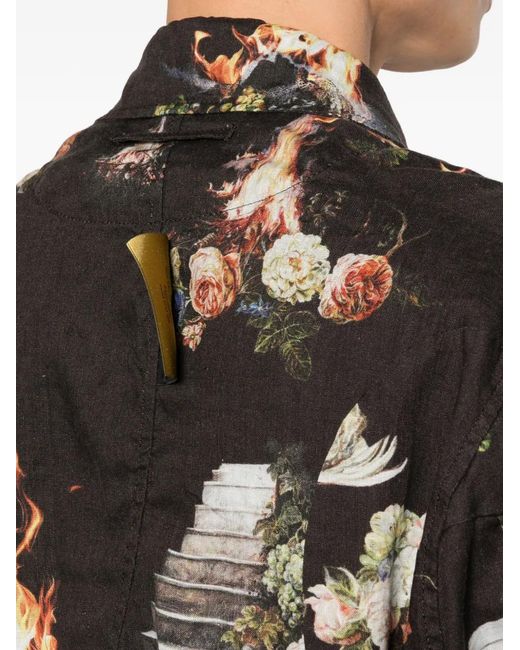Undercover Black Floral-Print Bomber Jacket for men