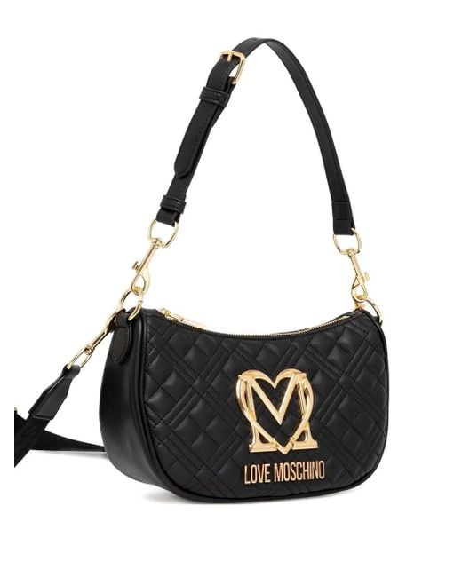 Love Moschino Black Gesteppte Schultertasche