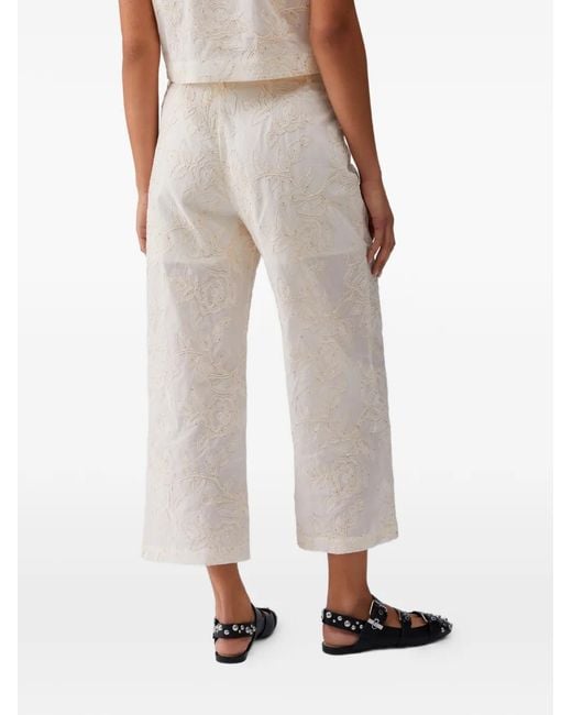 Liu Jo White Sequin-Embroidered Muslin Trousers