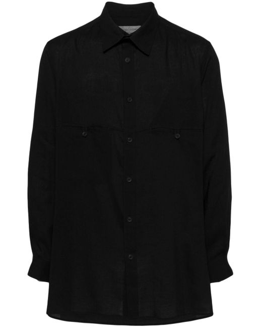Yohji Yamamoto Black Jetted-pocket Buttoned Shirt for men