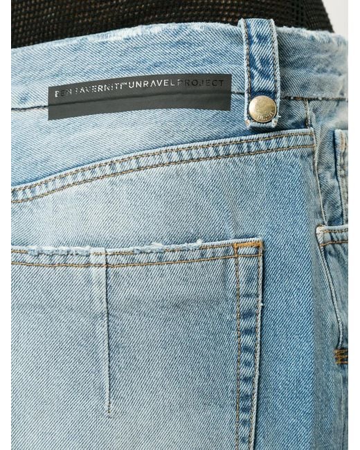 Unravel Project Blue Frayed Denim Skirt