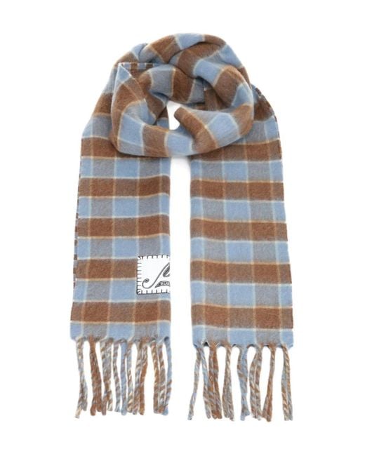 Bufanda a cuadros con flecos Marni de color White