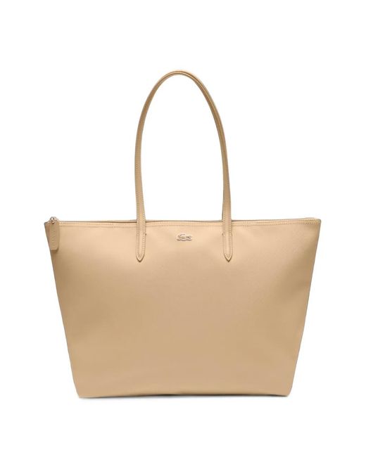 Lacoste Natural L.12.12 Logo-Plaque Tote Bag