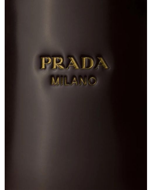 Prada Black Brushed-Leather Slippers