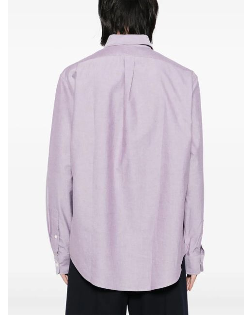 Maison Kitsuné Purple Fox Head-Embroidered Shirt for men