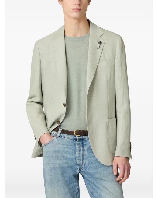 Lardini White Single-Breasted Patch-Pocket Blazer for men