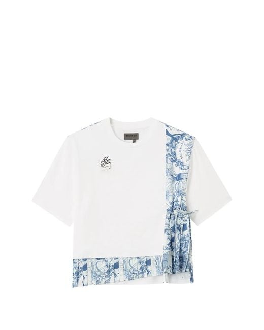 Musium Div. Blue Pleated-Hem T-Shirt