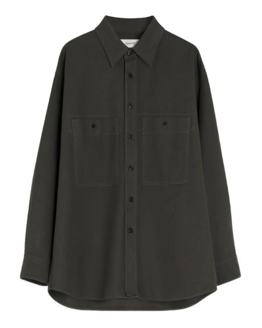 メンズ Lemaire パッチポケット オーバーシャツ Black