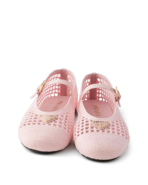 Prada Pink Crochet Ballerinas