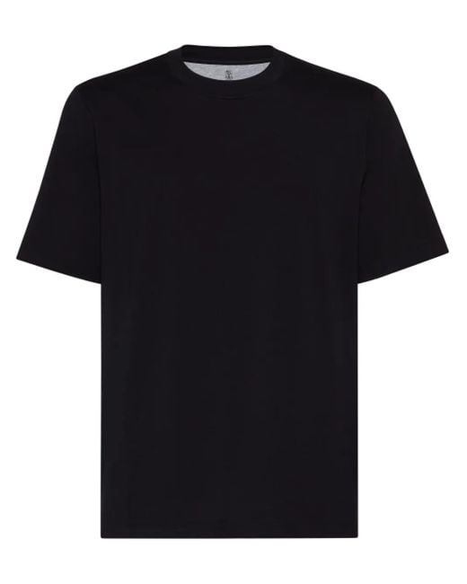 Brunello Cucinelli Black Crew-Neck Cotton Jersey T-Shirt for men