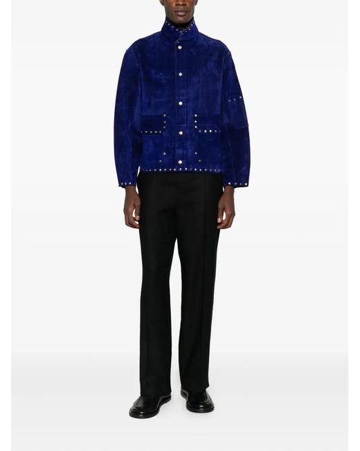Bode Blue Studded Suede Jacket for men